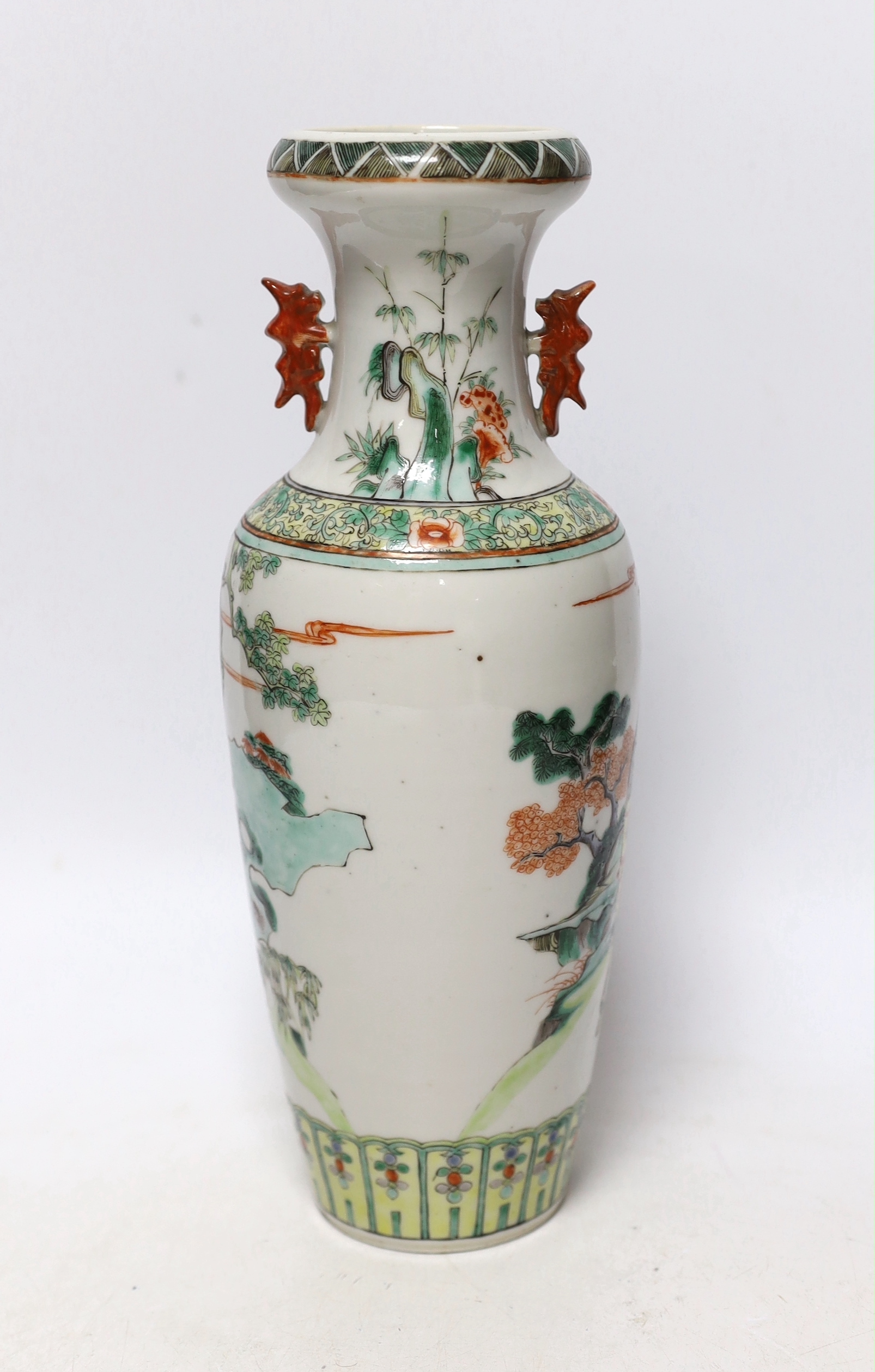 A late 19th / early 20th century Chinese Famille verte vase, 30cm